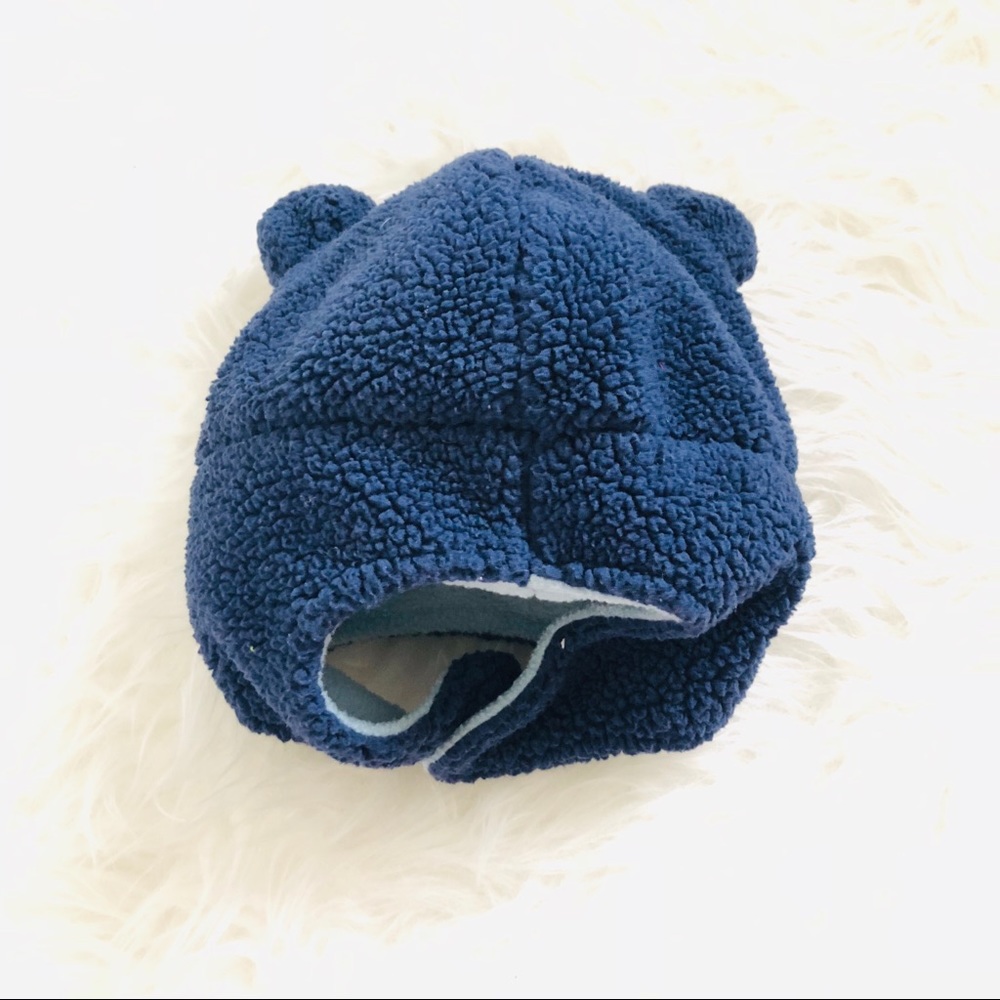 Carters 9 month Velcro blue fleece hat